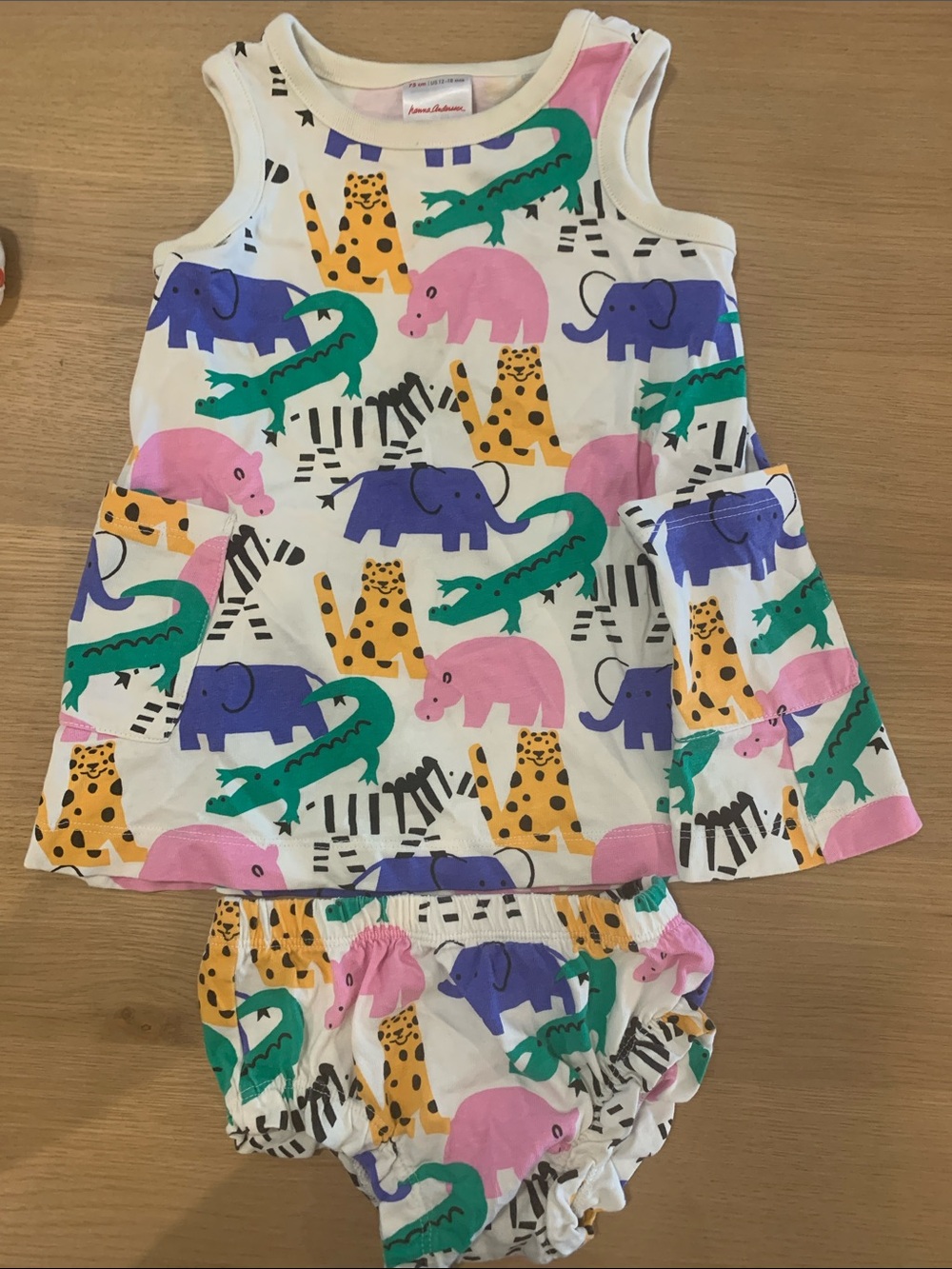 Hanna Andersson *100% cotton* dress w/ pockets & bloomers jungle animal print